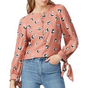 NEW Rebecca Taylor Women Paintbrush Blush Combo Silk Jacquard Blouse Top
